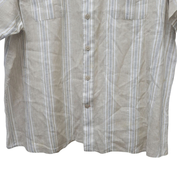 Cremieux Collection 100% Linen Striped Button-Up Short Sleeves Utility Shirt 2XL - Picture 4 of 7